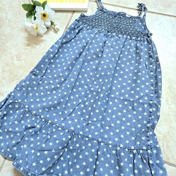 Carter's Chambray ruffled star spangled thin strapped dress - Picture 8 of 16